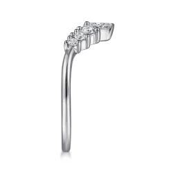 New Gabriel & Co. Reggio - Platinum Curved Pear Shape and RoundDiamond Anniversary Band - 0.5 ct