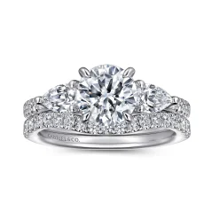 Hot Gabriel & Co. Renay - 14K White Gold Round Three Stone Diamond Engagement Ring