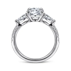 Hot Gabriel & Co. Renay - 14K White Gold Round Three Stone Diamond Engagement Ring