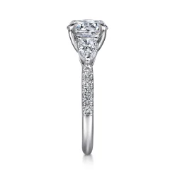 Hot Gabriel & Co. Renay - 14K White Gold Round Three Stone Diamond Engagement Ring