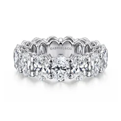 New Gabriel & Co. Renne - 14K White Gold Oval Diamond Eternity Band - 7.5 ct