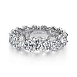 Hot Gabriel & Co. Renne - 14K White Gold Oval Diamond Eternity Band - 6.4 ct
