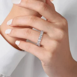 Clearance Gabriel & Co. Renne - 14K White Gold Oval Diamond Eternity Band - 3.25 ct