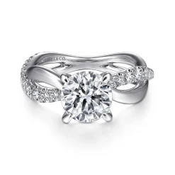 Discount Gabriel & Co. Rhapsody - 14K White Gold Round Twisted Diamond Engagement Ring