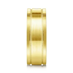 Sale Gabriel & Co. Rhys - 14K Yellow Gold Diamond Men's Wedding Ring in Satin Finish