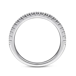 New Gabriel & Co. Rialle - 14K White Gold Prong Set Diamond Wedding Band - 0.1 ct