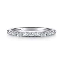 New Gabriel & Co. Rialto - 14K White Gold Shared Prong 19 Stone Diamond Wedding Band - 0.2 ct