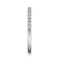 New Gabriel & Co. Rialto - 14K White Gold Shared Prong 19 Stone Diamond Wedding Band - 0.2 ct