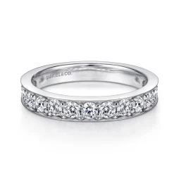 Clearance Gabriel & Co. Rimmes - 14K White Gold Prong Channel Set Diamond Wedding Band - 1.1 ct