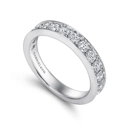 Clearance Gabriel & Co. Rimmes - 14K White Gold Prong Channel Set Diamond Wedding Band - 1.1 ct
