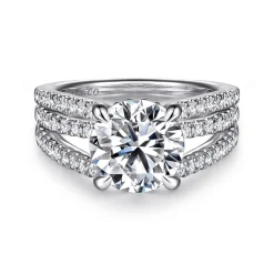 Sale Gabriel & Co. Rivah - 14K White Gold Split Shank Round Diamond Engagement Ring