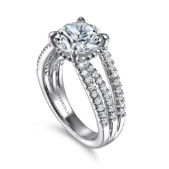 Sale Gabriel & Co. Rivah - 14K White Gold Split Shank Round Diamond Engagement Ring