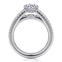 Best Gabriel & Co. Rivah - 14K White Gold Split Shank Round Diamond Engagement Ring
