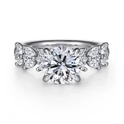 Best Gabriel & Co. Rivka - 14K White Gold Round Diamond Engagement Ring