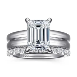 Best Gabriel & Co. Robin - 14K White Gold Emerald Cut Diamond Engagement Ring