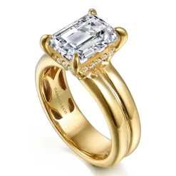 Discount Gabriel & Co. Robin - 14K Yellow Gold Emerald Cut Diamond Engagement Ring