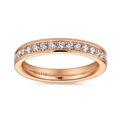 Best Gabriel & Co. Romana - 14K Rose Gold Channel Set Diamond Eternity Band - 0.7 ct
