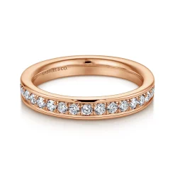 Best Gabriel & Co. Romana - 14K Rose Gold Channel Set Diamond Eternity Band - 0.7 ct