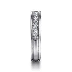 New Gabriel & Co. Romana - 14K White Gold Channel Prong Diamond Anniversary Band - 0.5 ct