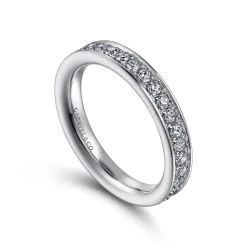 New Gabriel & Co. Romana - 14K White Gold Channel Prong Diamond Anniversary Band - 0.55 ct