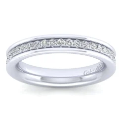 Hot Gabriel & Co. Romana - 14K White Gold Channel Prong Diamond Anniversary Band - 0.25 ct