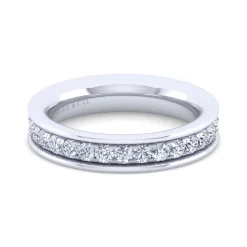 Clearance Gabriel & Co. Romana - 14K White Gold Channel Prong Diamond Anniversary Band - 0.75 ct