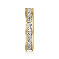 New Gabriel & Co. Romana - 14K Yellow Gold Channel Prong Set Diamond Eternity Band - 1 ct