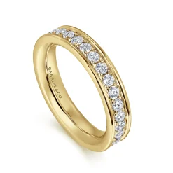 New Gabriel & Co. Romana - 14K Yellow Gold Channel Prong Set Diamond Eternity Band - 1 ct