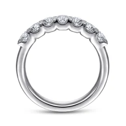 New Gabriel & Co. Ronda - 14K White Gold Round 7 Stone Diamond Anniversary Band - 0.75 ct
