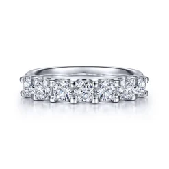 Outlet Gabriel & Co. Ronda - 14K White Gold 7 Stone Shared Prong Round Diamond Anniversary Band - 1.2 ct
