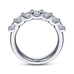 Outlet Gabriel & Co. Ronda - 14K White Gold 7 Stone Shared Prong Round Diamond Anniversary Band - 1.2 ct