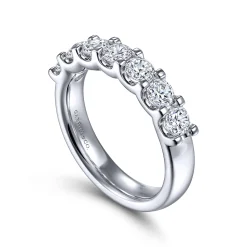 Outlet Gabriel & Co. Ronda - 14K White Gold 7 Stone Shared Prong Round Diamond Anniversary Band - 1.2 ct