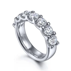 Hot Gabriel & Co. Ronda - 14K White Gold 7 Stone Shared Prong Round Diamond Anniversary Band - 2 ct