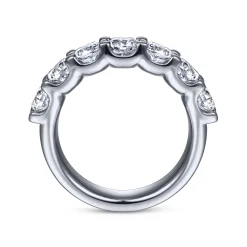 Hot Gabriel & Co. Ronda - 14K White Gold 7 Stone Shared Prong Round Diamond Anniversary Band - 2 ct