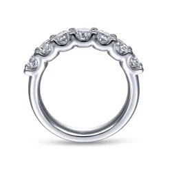 Clearance Gabriel & Co. Ronda - 14K White Gold 7 Stone Shared Prong Round Diamond Anniversary Band - 1.35 ct