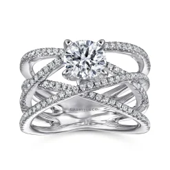 Outlet Gabriel & Co. Ronny - 14K White Gold Round Diamond Engagement Ring