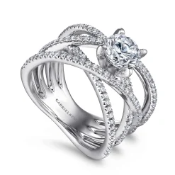 Outlet Gabriel & Co. Ronny - 14K White Gold Round Diamond Engagement Ring