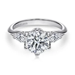 Clearance Gabriel & Co. Rosario - 14K White Gold Diamond Engagement Ring