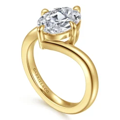 Hot Gabriel & Co. Rosette - 14K Yellow Gold Compass Prong Bypass Oval Diamond Engagement Ring