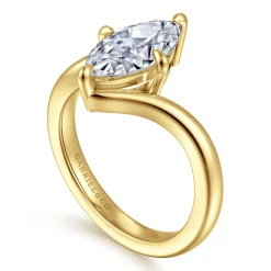 Discount Gabriel & Co. Rosette - 14K Yellow Gold Compass Prong Bypass Marquise Shape Diamond Engagement Ring