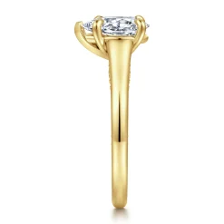 New Gabriel & Co. Rosey - 14K Yellow Gold Pear Shape Diamond Engagement Ring