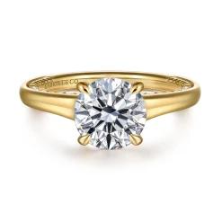Best Gabriel & Co. Rosey - 14K Yellow Gold Round Diamond Engagement Ring