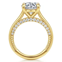 New Gabriel & Co. Rosey - 14K Yellow Gold Round Diamond Engagement Ring