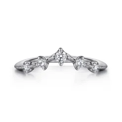 Discount Gabriel & Co. Rouix - 14K White Gold Curved Diamond Anniversary Band - 0.17 ct