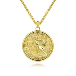 Online Gabriel & Co. Round 14K Yellow Gold St. Christopher Protect Us Pendant