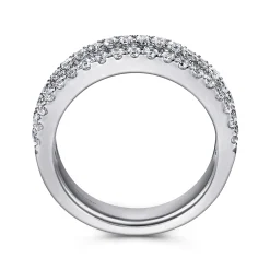 Discount Gabriel & Co. 3 Row 14K White Gold Micro Pave Diamond Anniversary Band - 1 ct