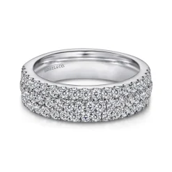 Discount Gabriel & Co. 3 Row 14K White Gold Micro Pave Diamond Anniversary Band - 1 ct