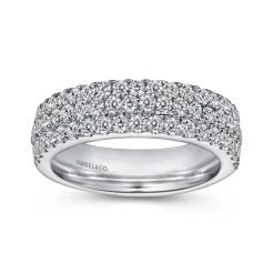 Discount Gabriel & Co. 3 Row 14K White Gold Micro Pave Diamond Anniversary Band - 1 ct