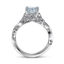 Discount Gabriel & Co. Roxanna - 14K White Gold Split Shank Round Aquamarine and Diamond Engagement Ring
