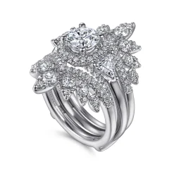 Gabriel & Co. Rudie - 14K White Gold Bursting Chevron Diamond Ring Enhancer - 0.95 ct